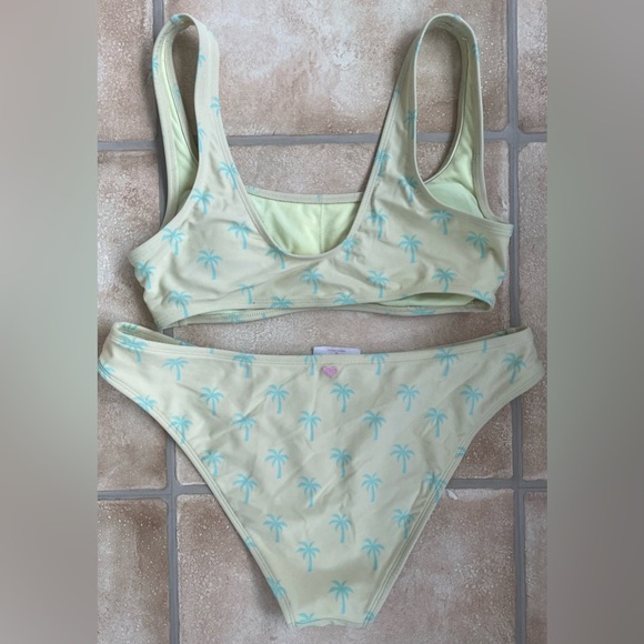 Stoney Clover Lane Lime Green Palm Tree Bikini Top + Scoop Bottom #4812; size M - Picture 7 of 10